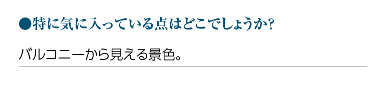 特に気に入っている点はどこでしょうか?バルコニーから見える景色。